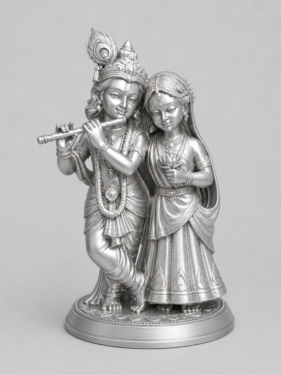 Krishna Radha Model Silver 3D Model (5 Inch)